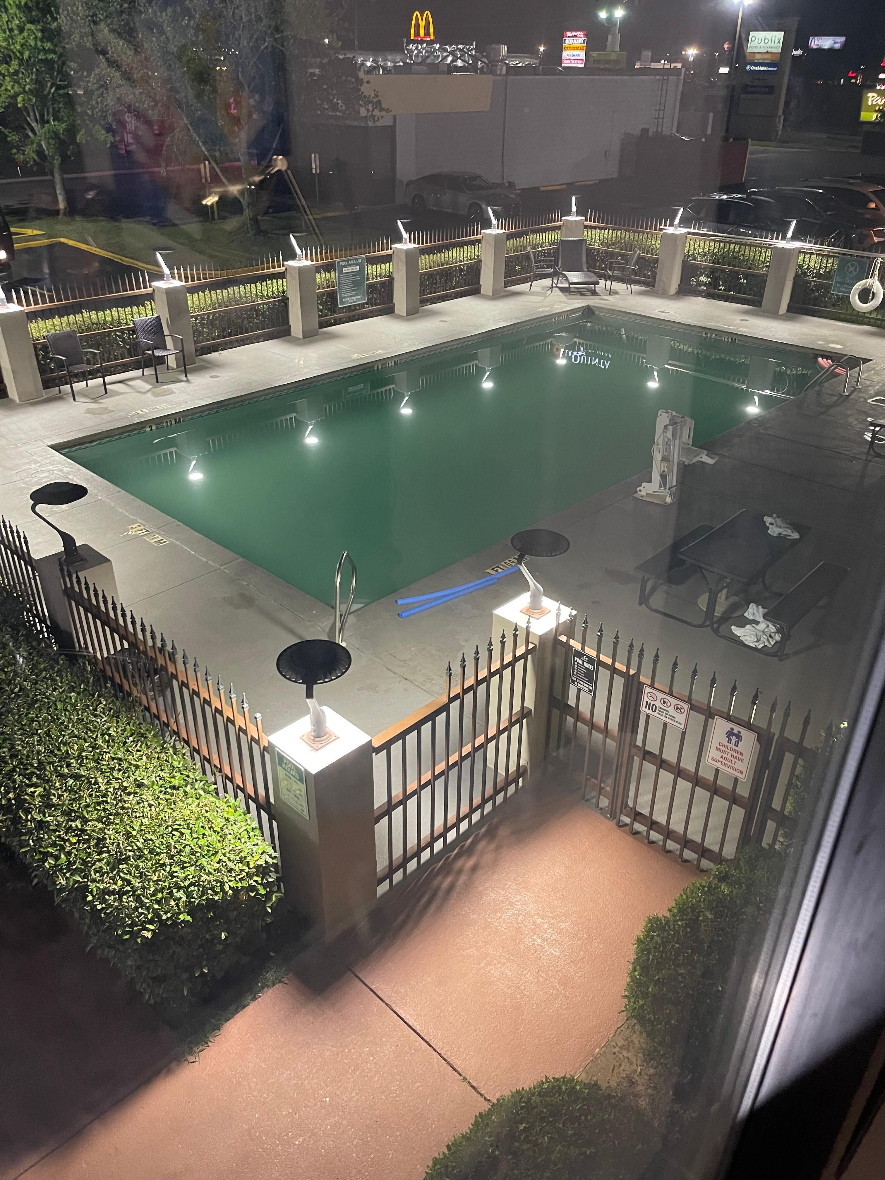 Night shot of pool about 8pm. Notice no swimmers..??