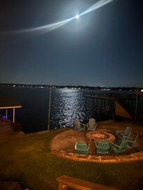 Moon reflecting on lake