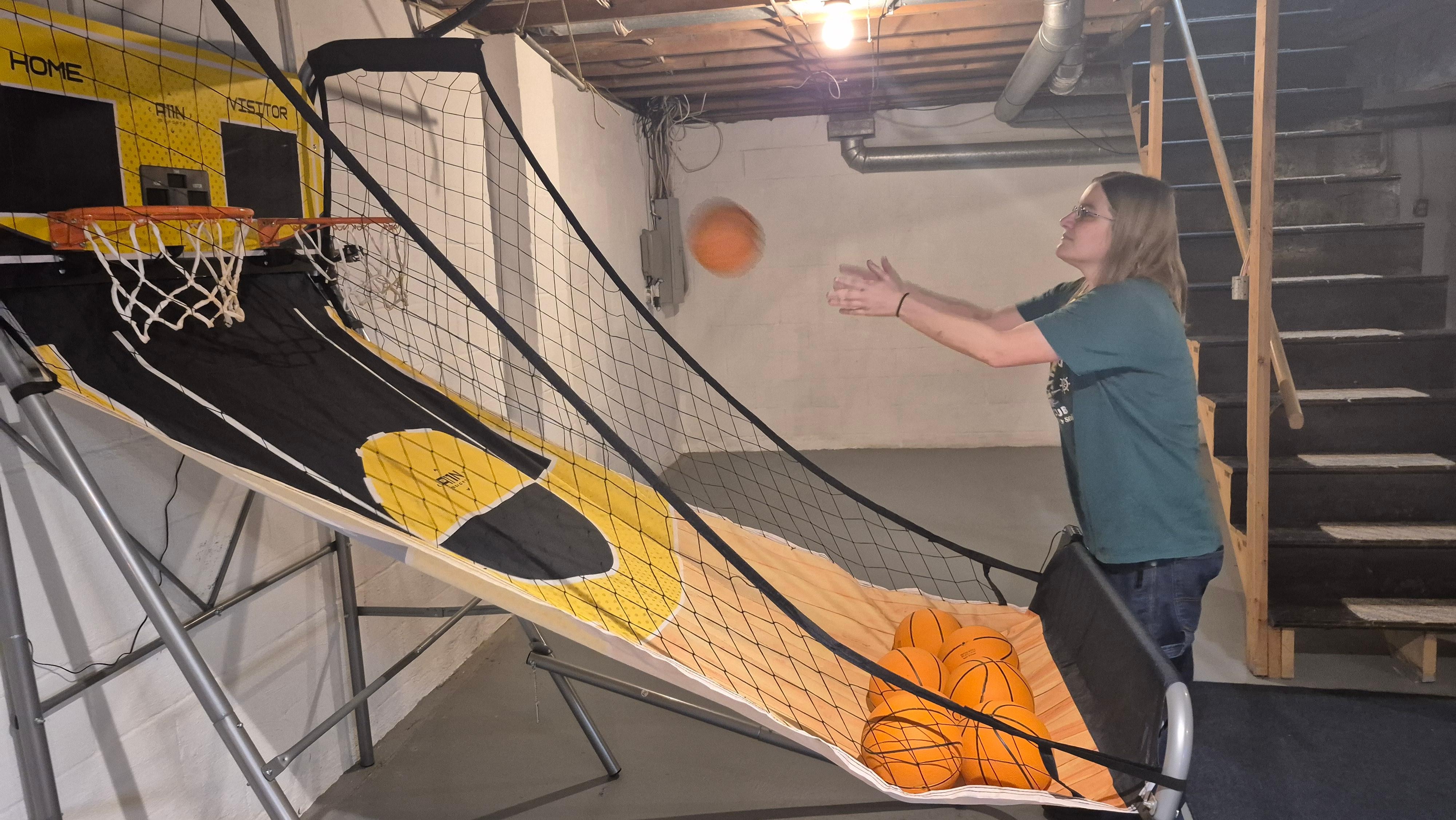 Basketball in the basement.