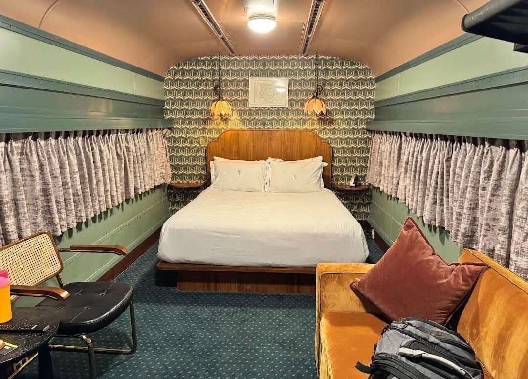 They have rooms in the old trains. So cool