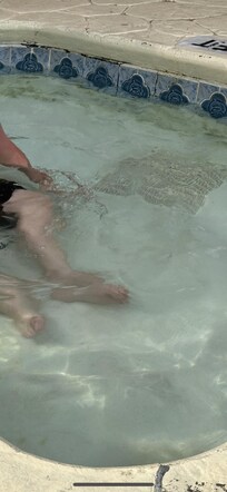 Green mold/slime in the pools.