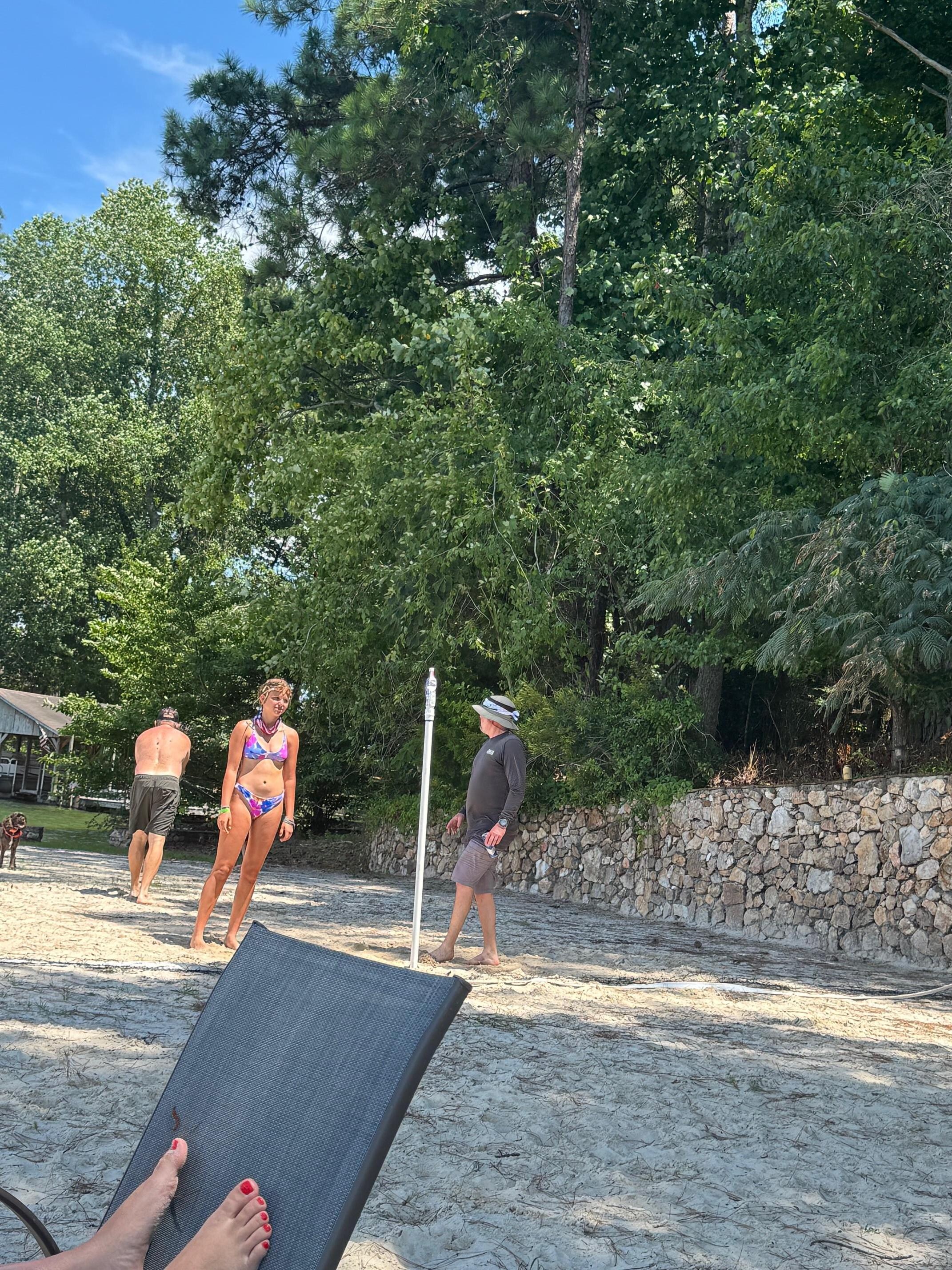 Playing games on the beach