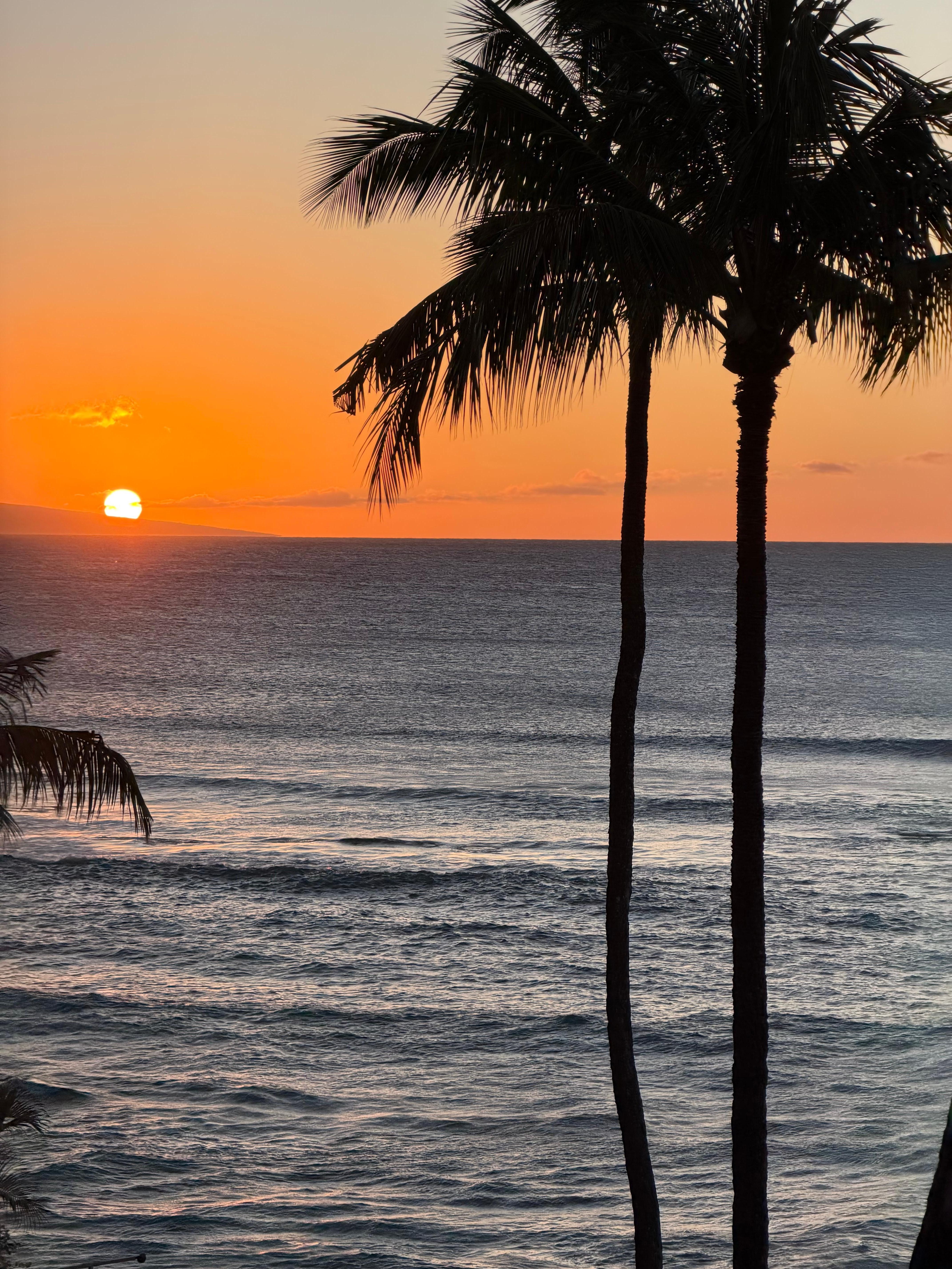 Sunset and the local people in the building do a ceremony at sundown!