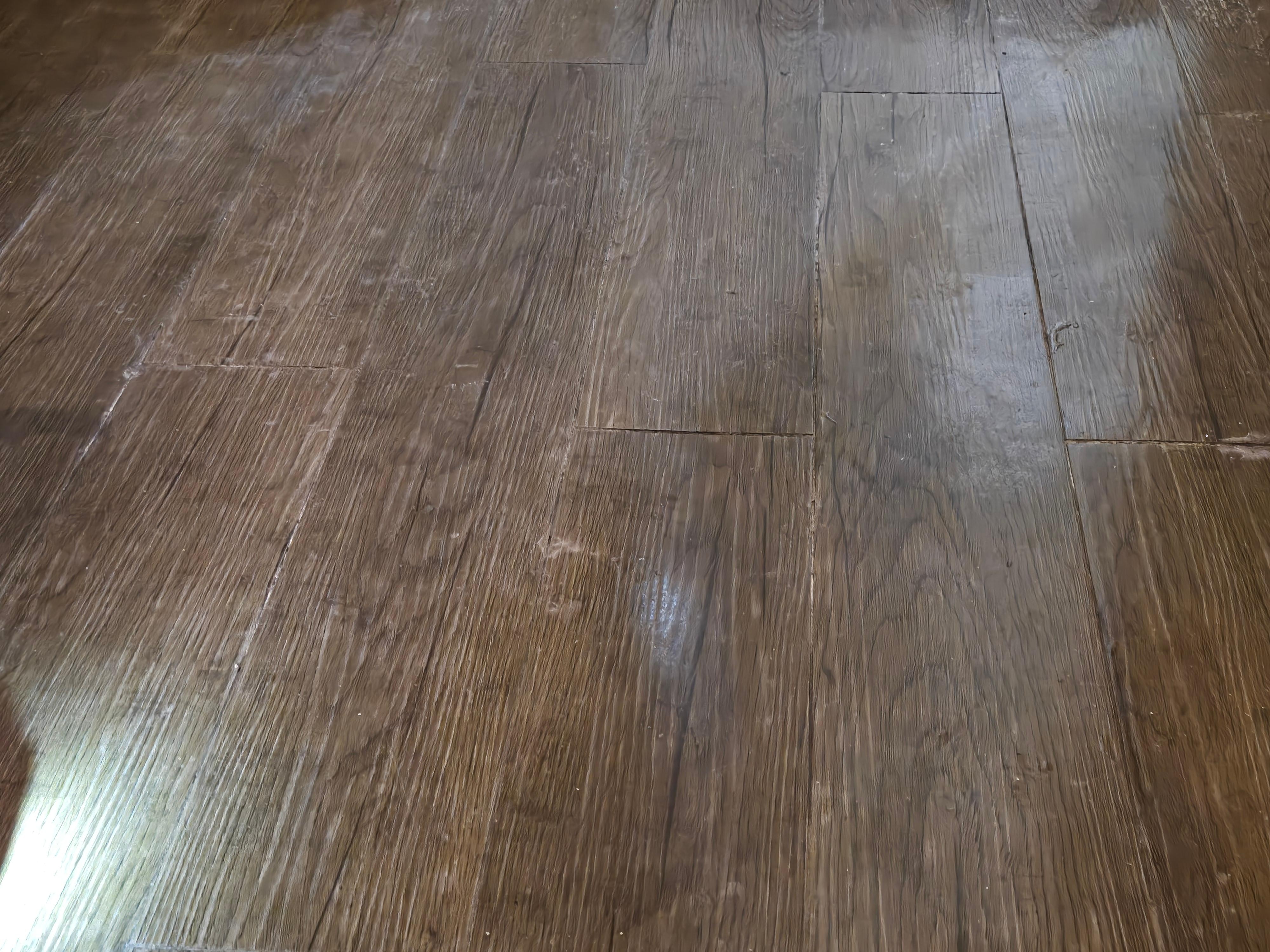 The floor was almost dried after being moped. 