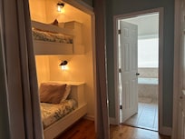 Twin bunks nestled within the master bedroom. Perfect for our younger daughter.