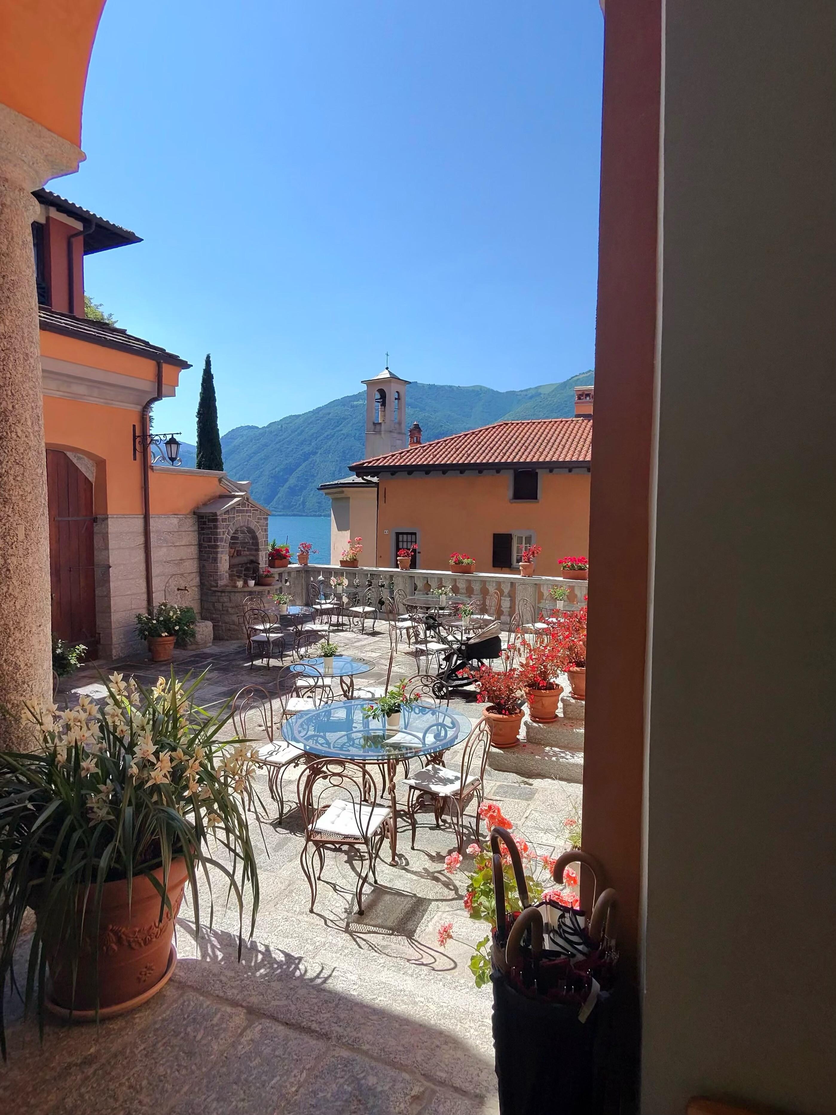 Views of the lake from the breakfast patio. 