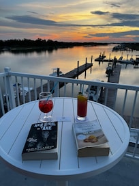 Upper deck for a beautiful sunset & time to read a book!