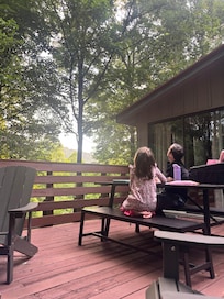 Bird watching and listening while our kids colored and crafted.