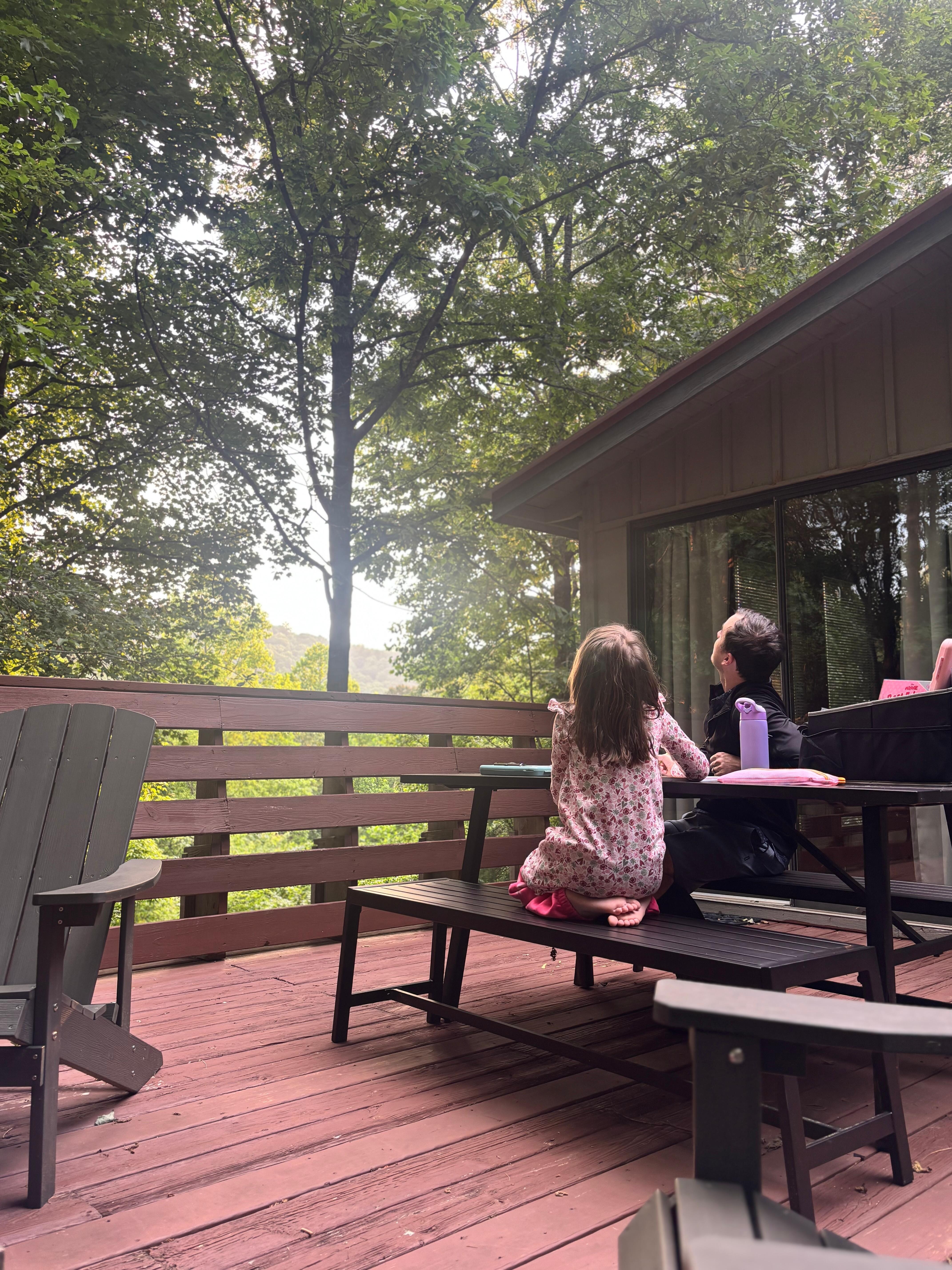 Bird watching and listening while our kids colored and crafted.