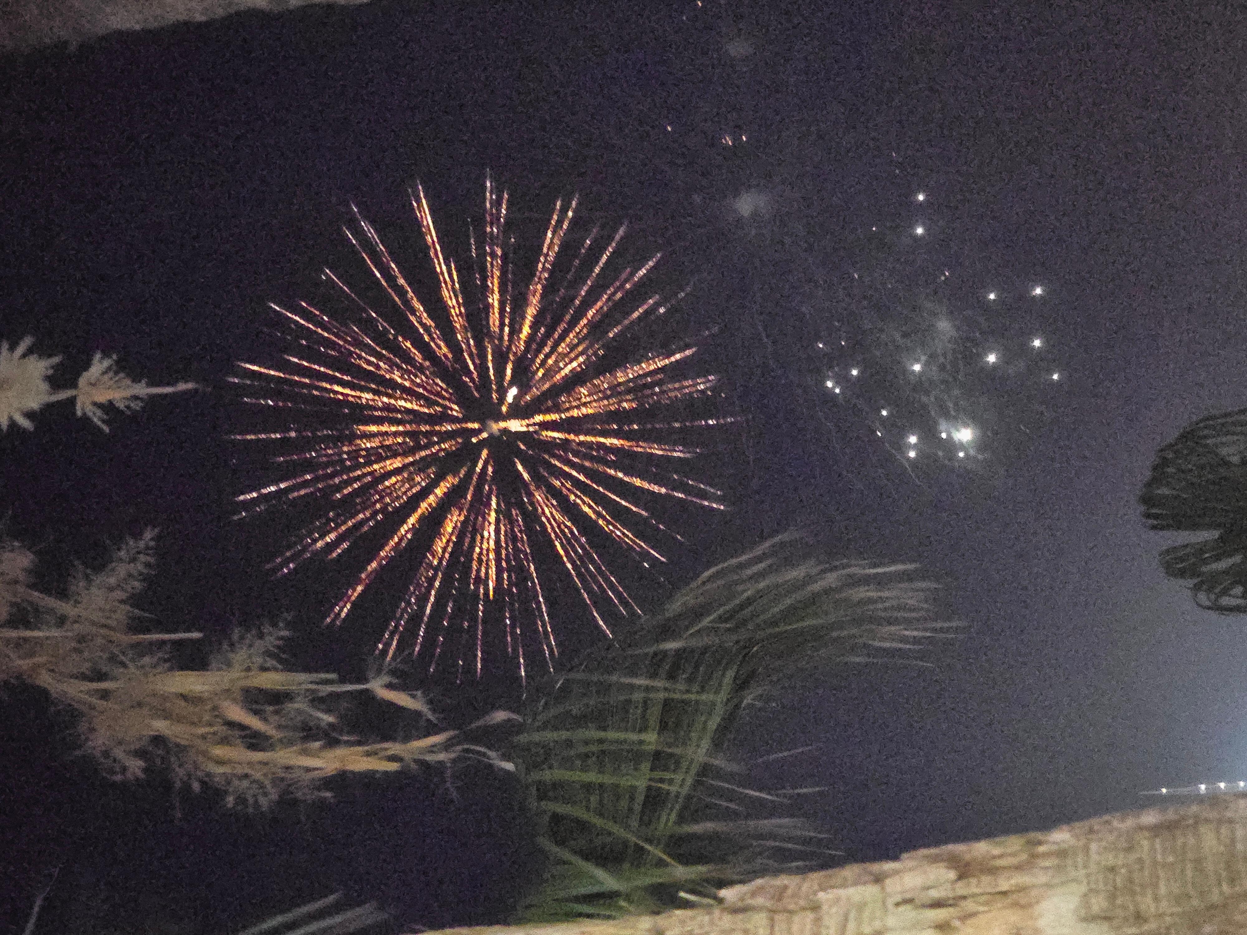 Firework show from outside front balcony. 