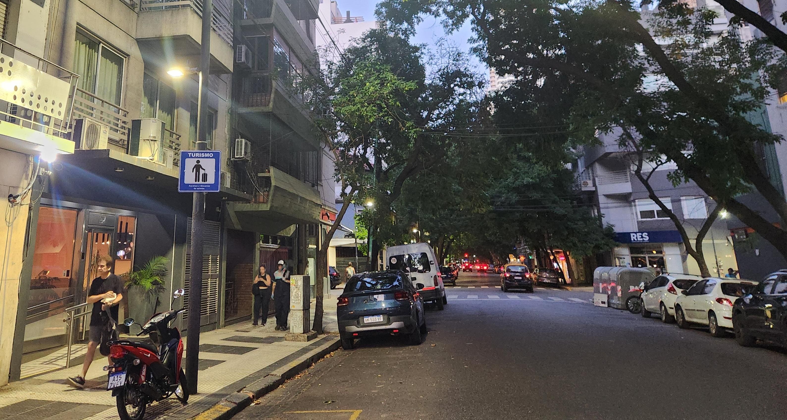 The street in front of the hotel. 