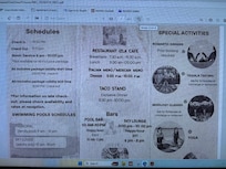 Welcome brochure - hours of places vary.
Dining room is really only the Cafe' in that the other place is more of a sports hangout.