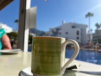 Morning coffee at the pool bar