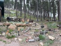 The fire pit picnic area just for guests.