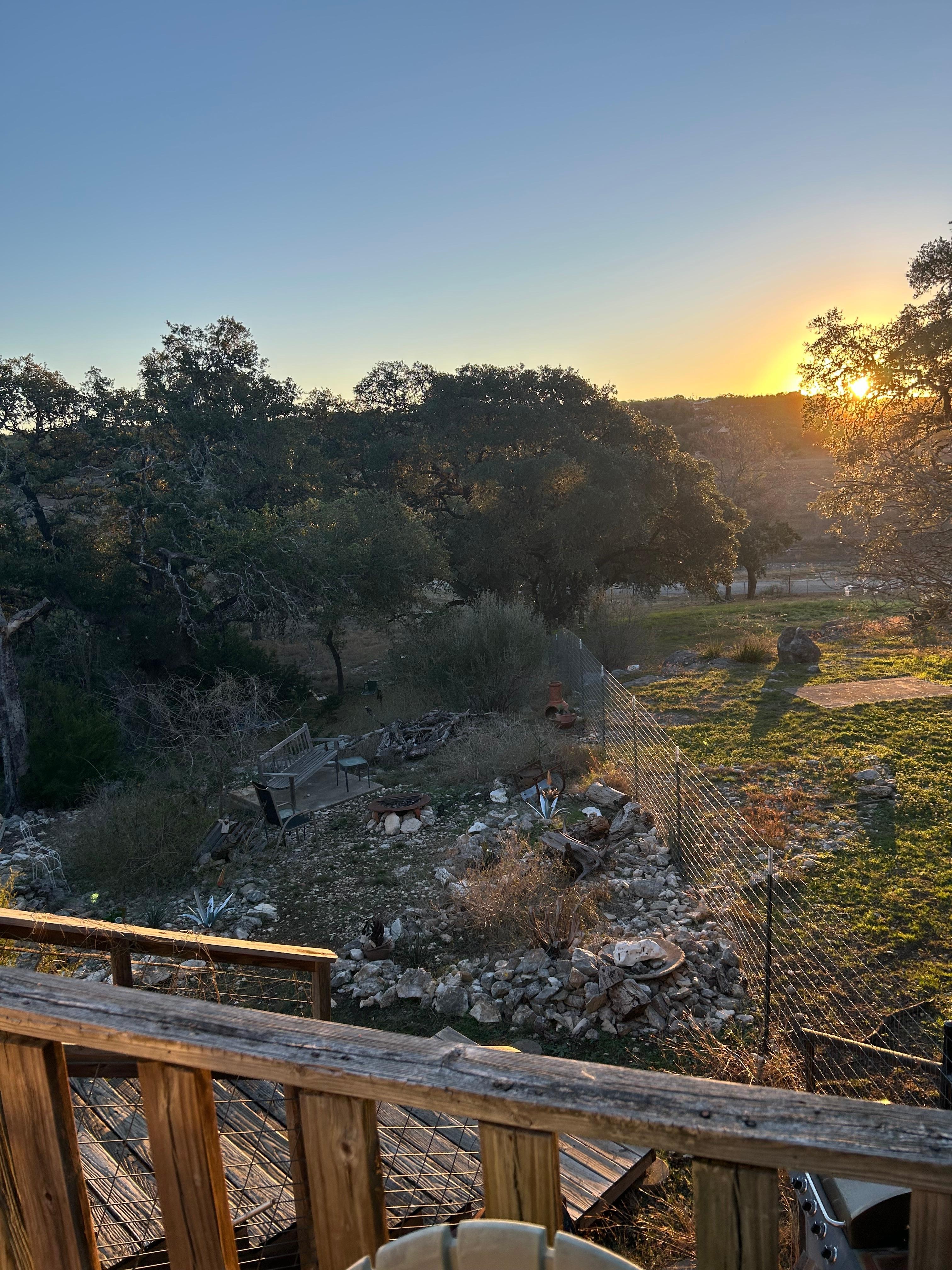 Looking off the deck at sunrise 