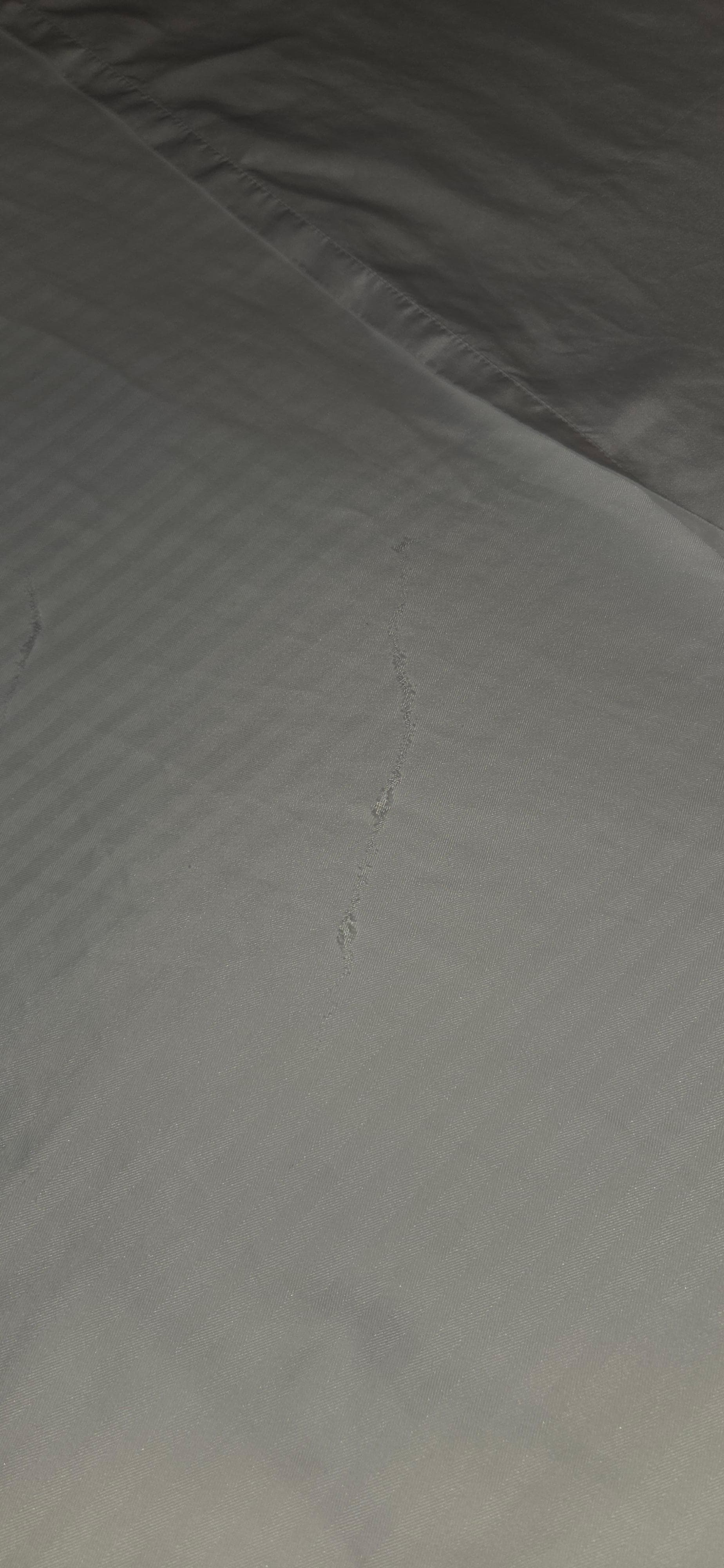 Sheet over comforter was torn in many spots