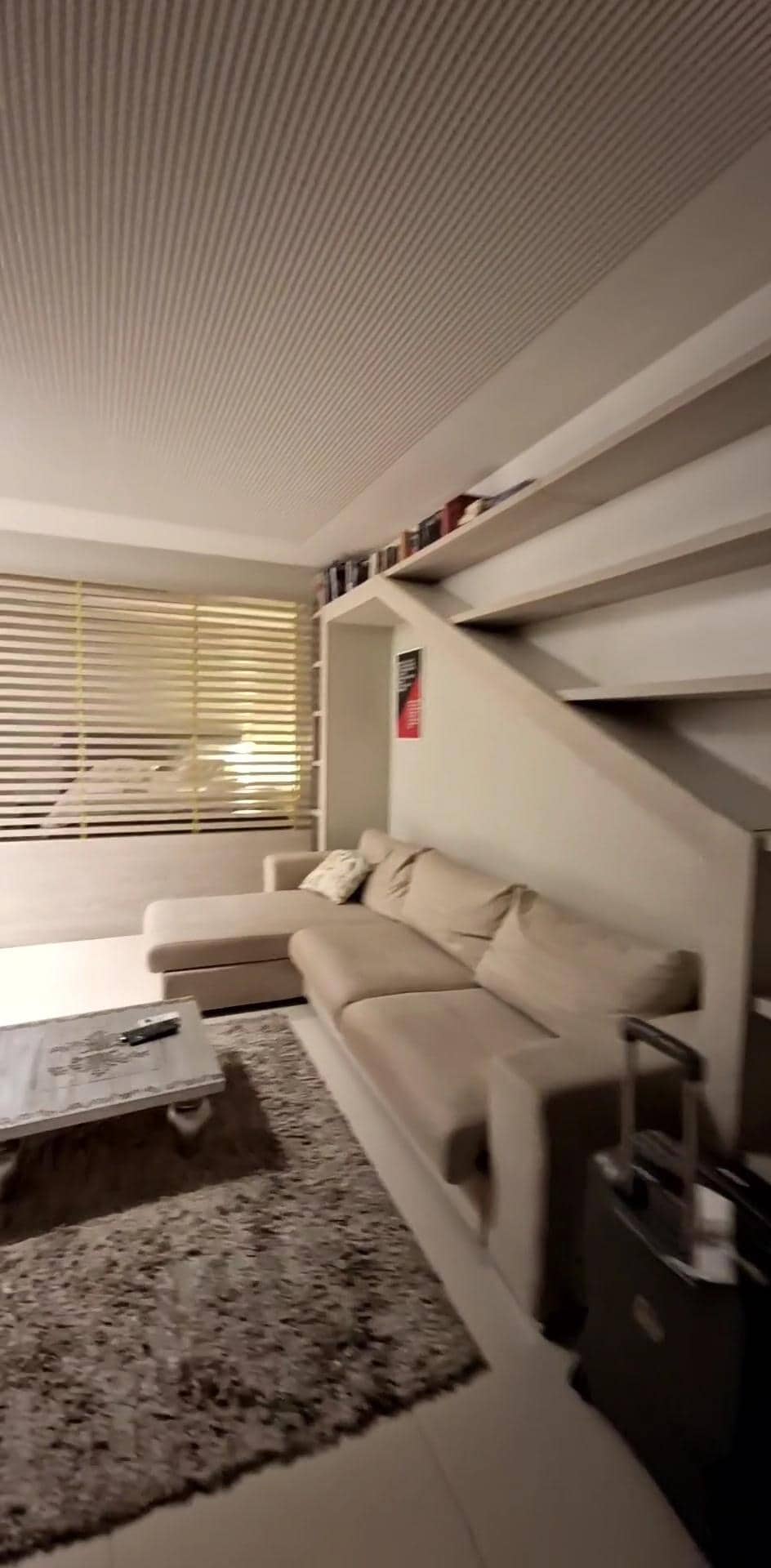 Gammel sofa som var skitten og hvor sofaputene skle i fra hverandre.