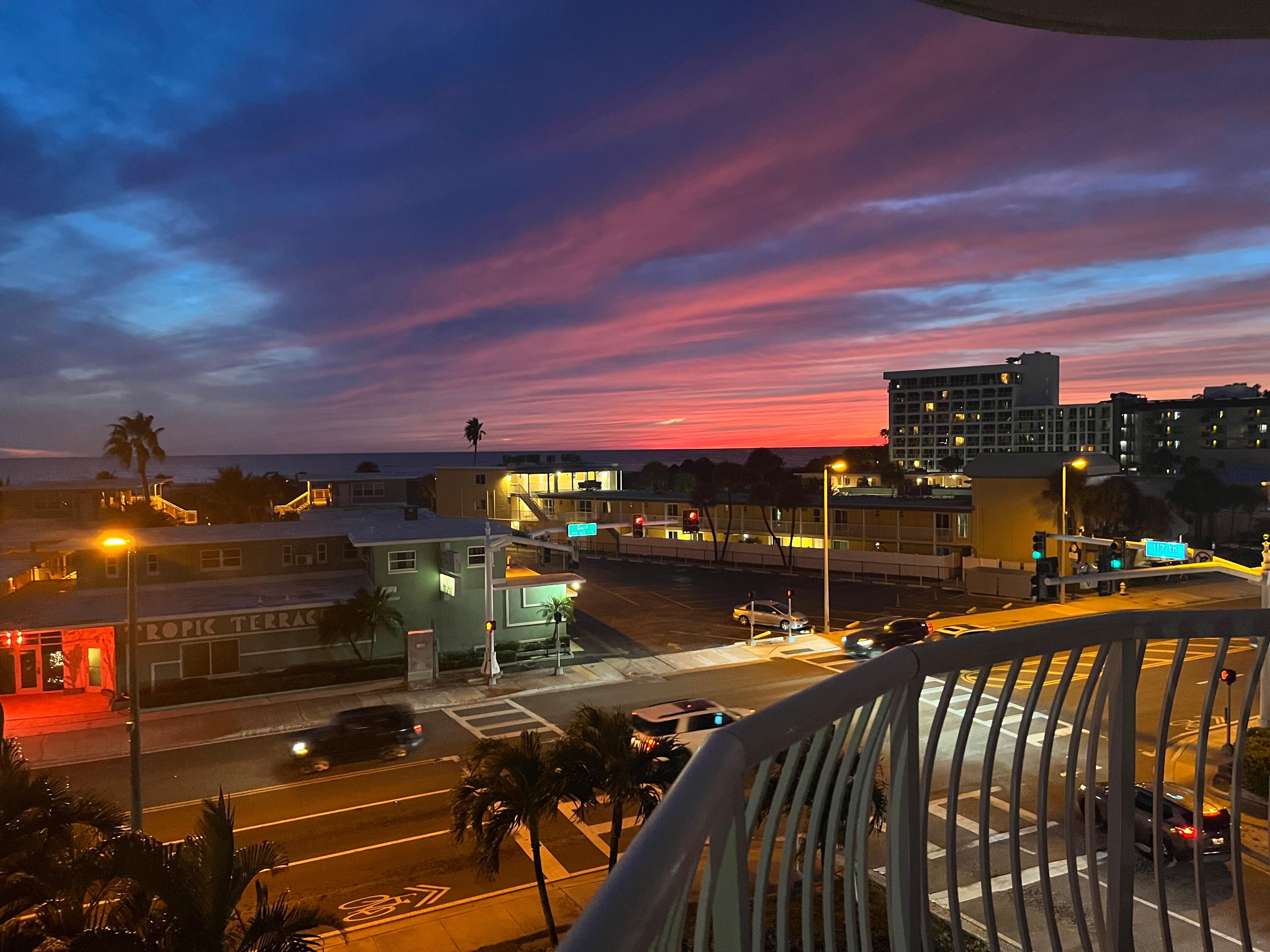 View from balcony in evening