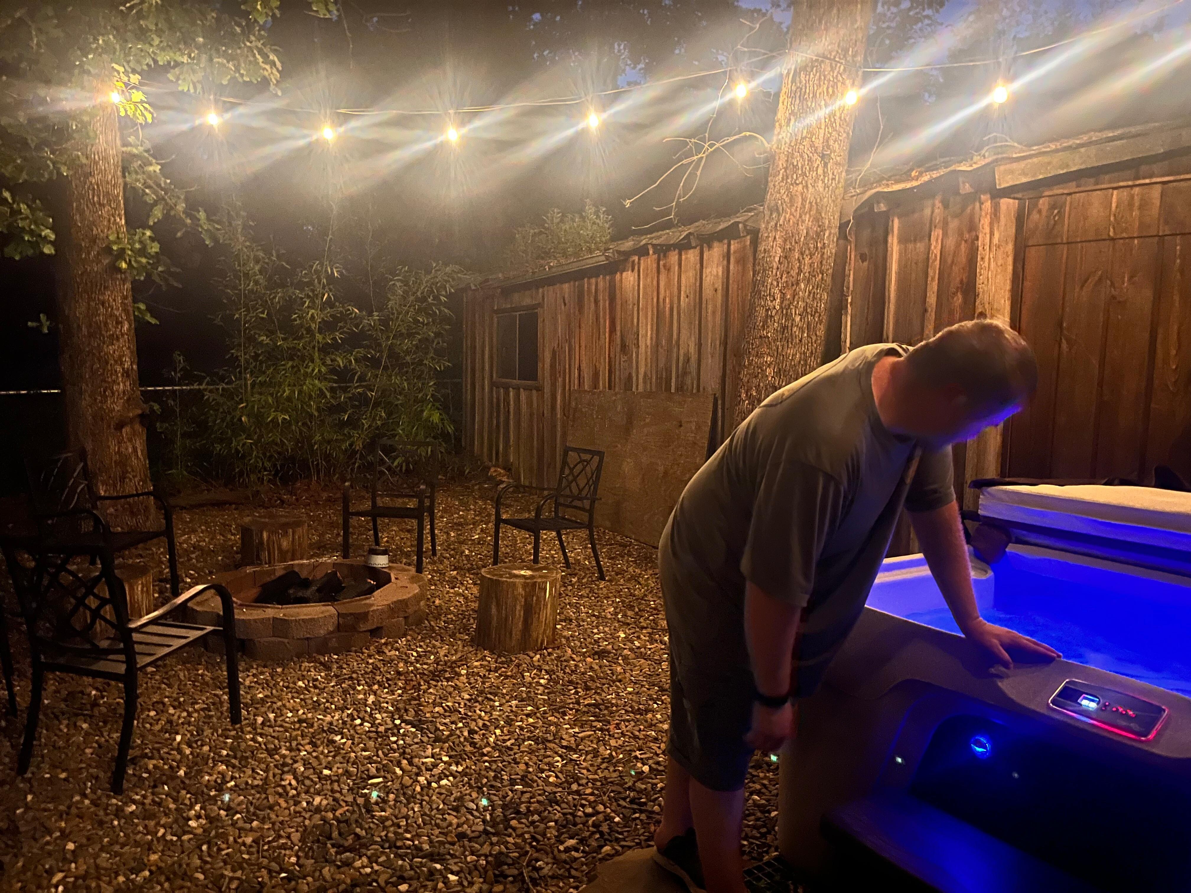 Beautiful yard at night 