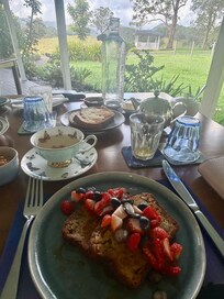 A gourmet breakfast with a view