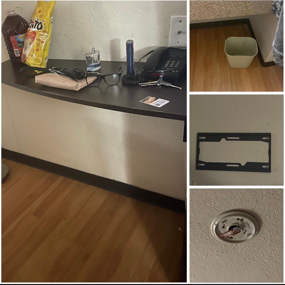 Room No Tv No Chair To Sit In No Bag In Garbage Can
No Smoke Detector 