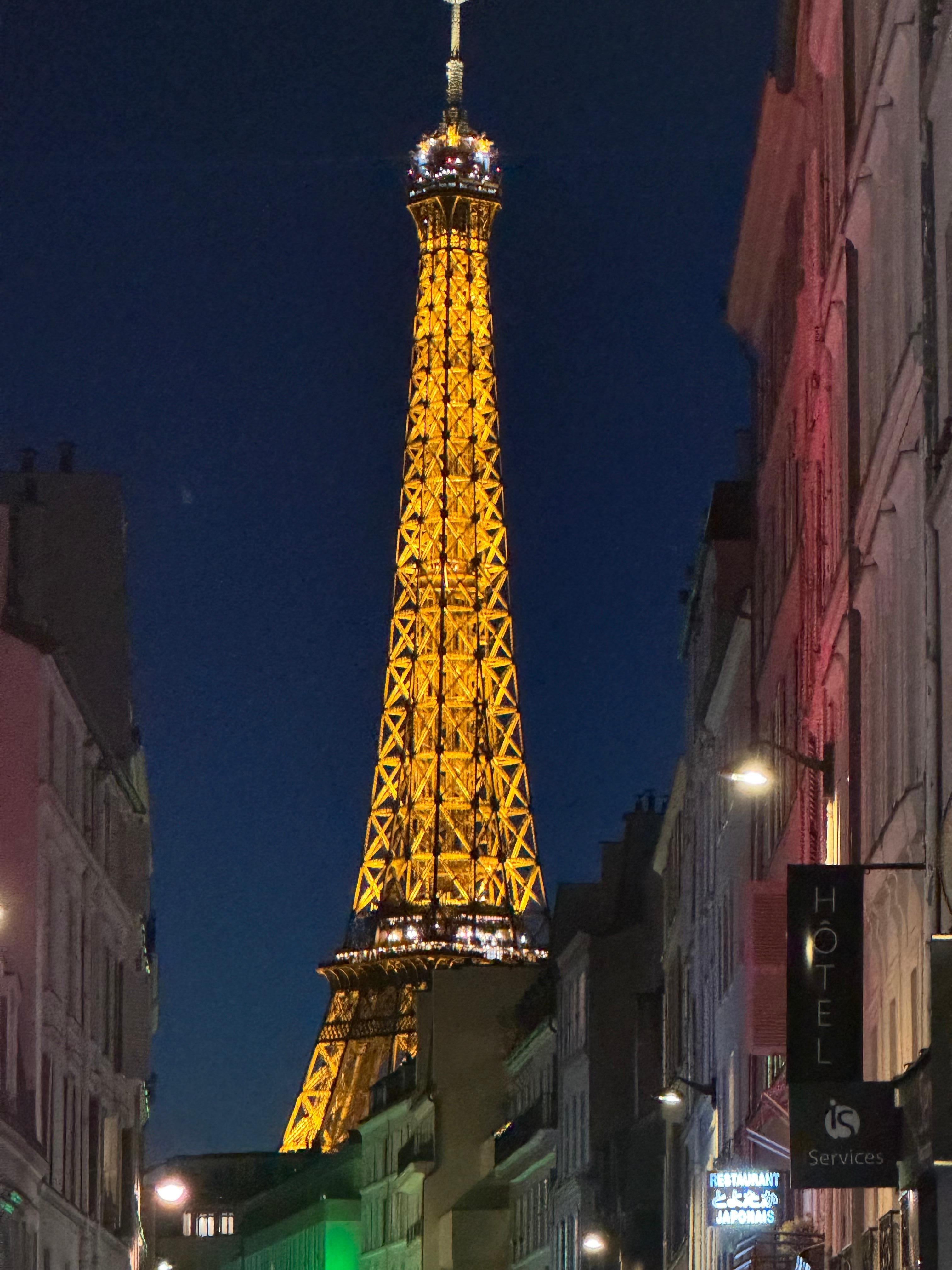 From the front of the hotel at 9:00 PM