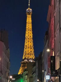 From the front of the hotel at 9:00 PM
