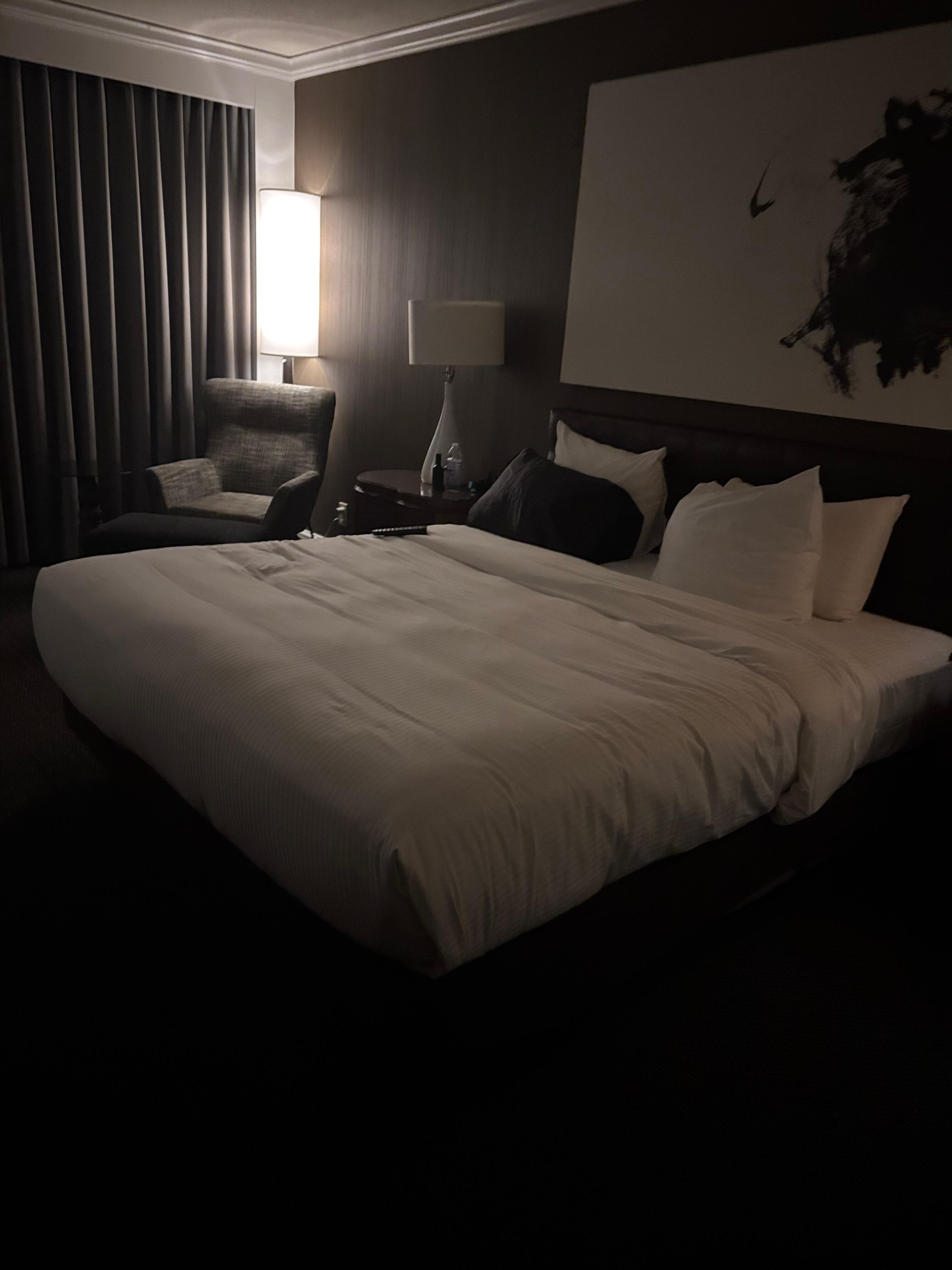 King-bed (black satin pillow case not provided by hotel lol)