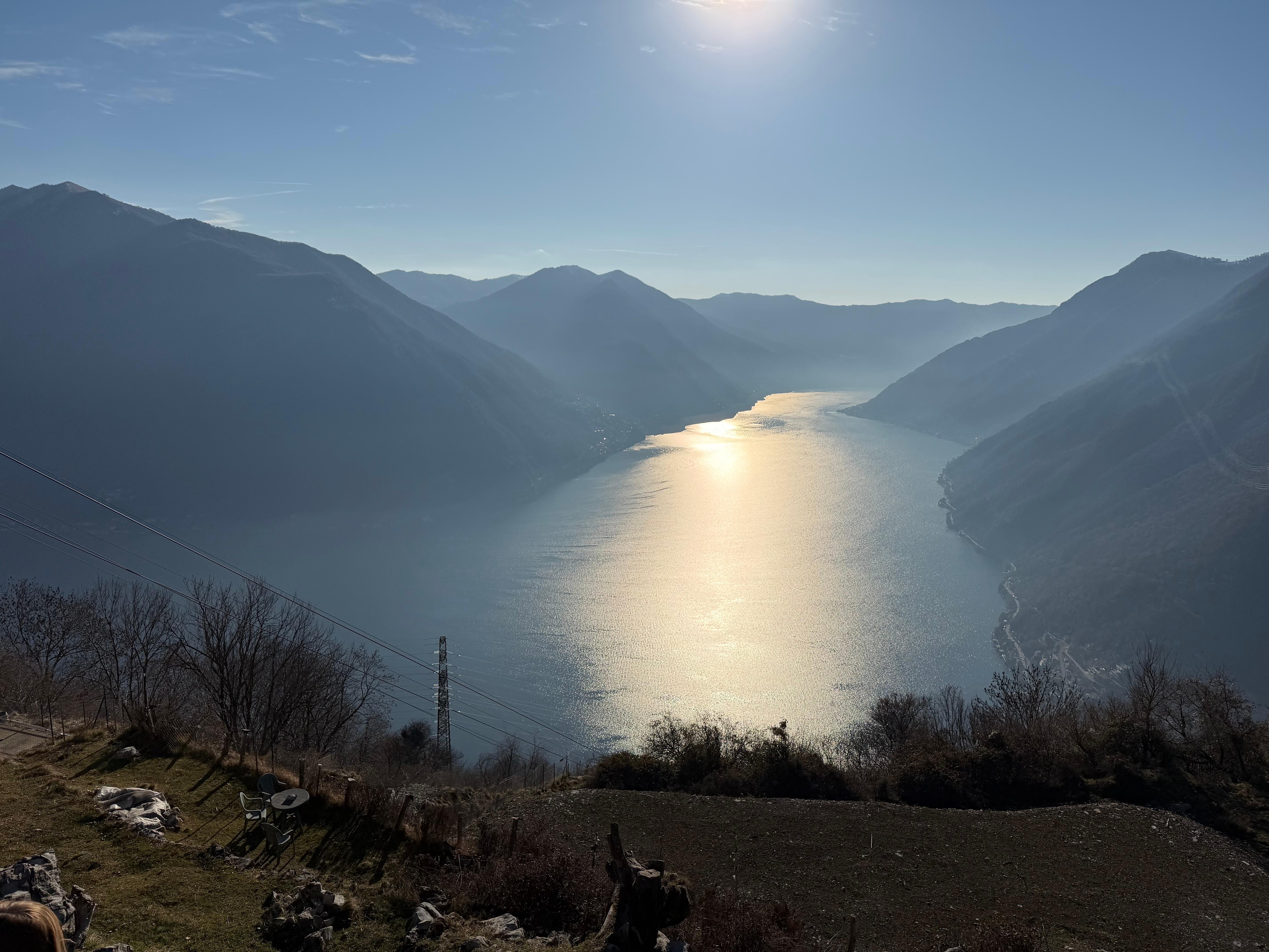 The view from the top of the mountain after riding the cable car up.