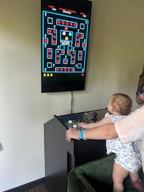 All ages enjoyed the games downstairs!