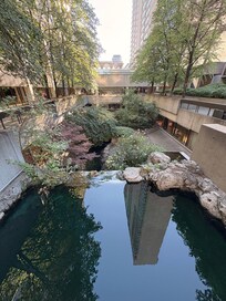 Waterfall just outside the hotel lounge