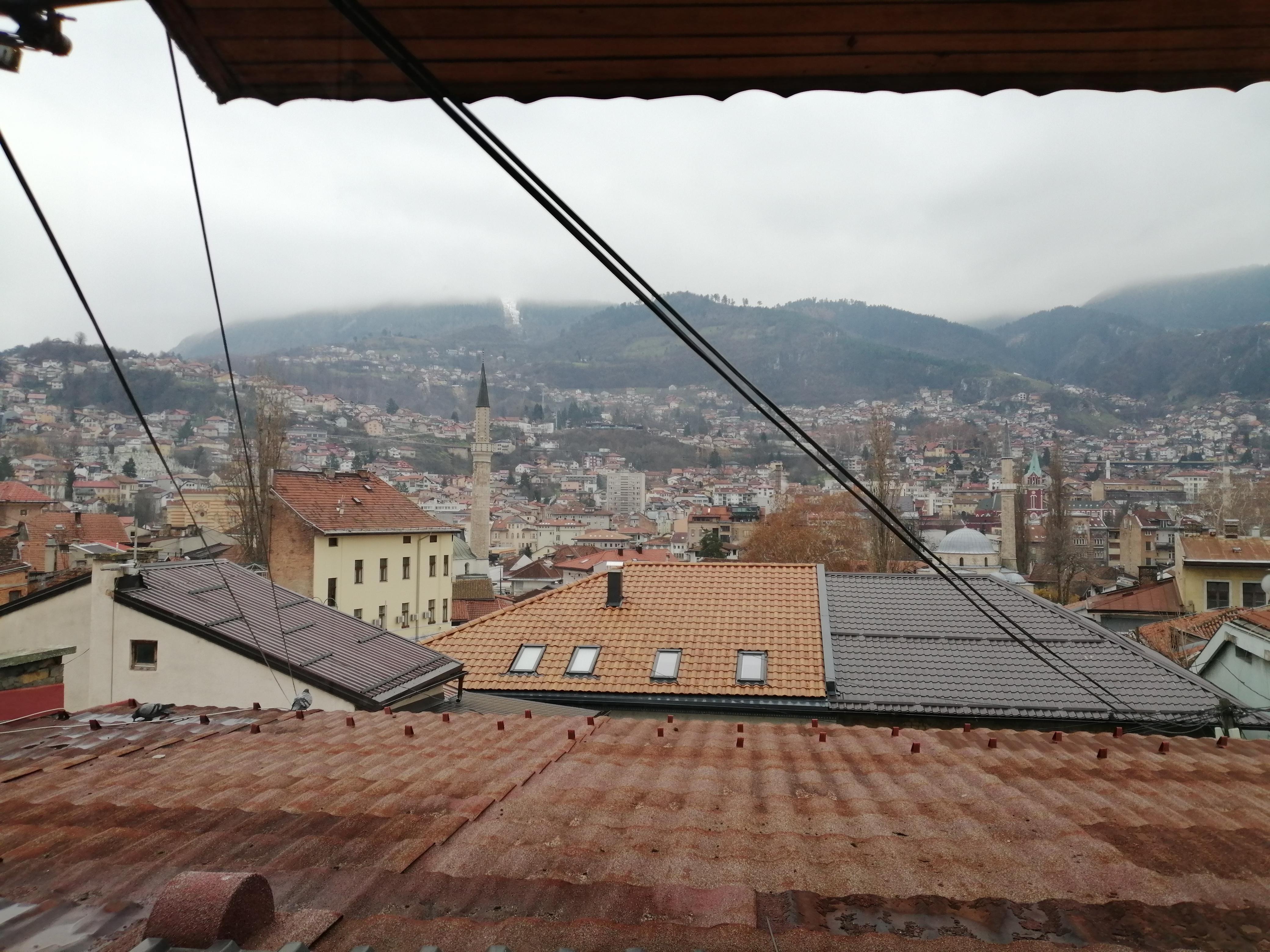 Views of the city from the top floor of the hotel. 