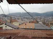 Views of the city from the top floor of the hotel.