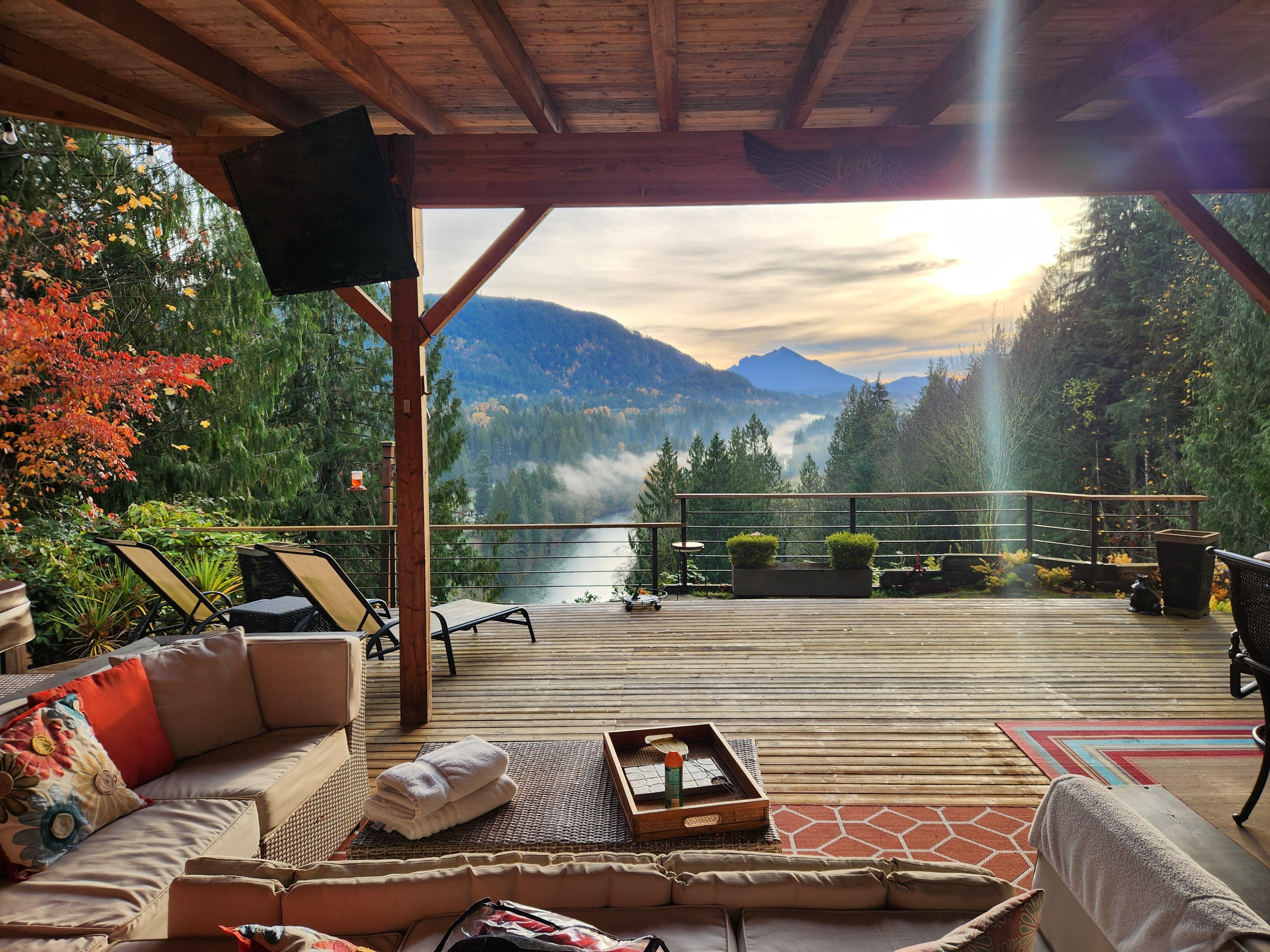 Morning view from the master bedroom. 