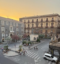 Overlooks main square
