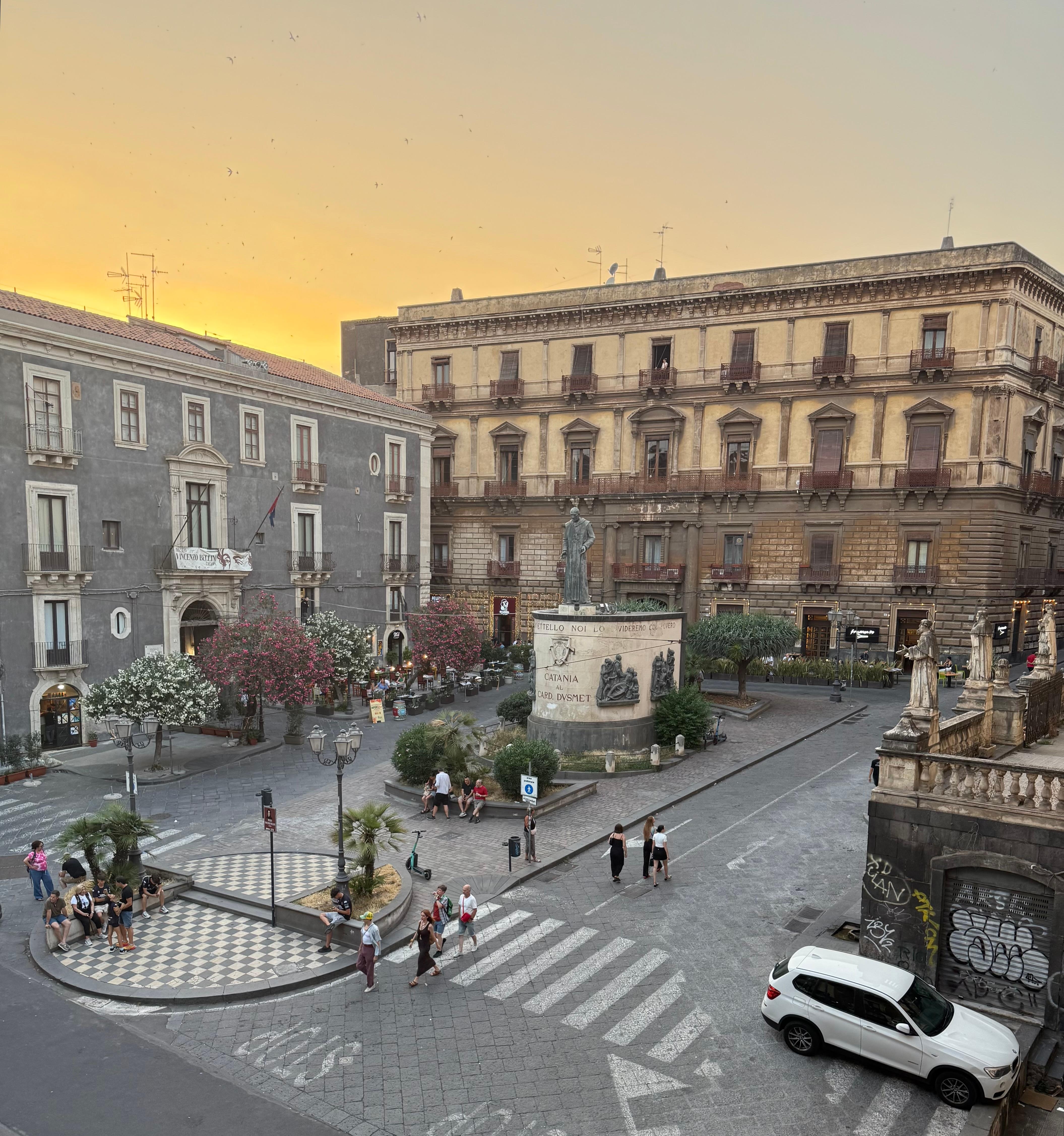 Overlooks main square