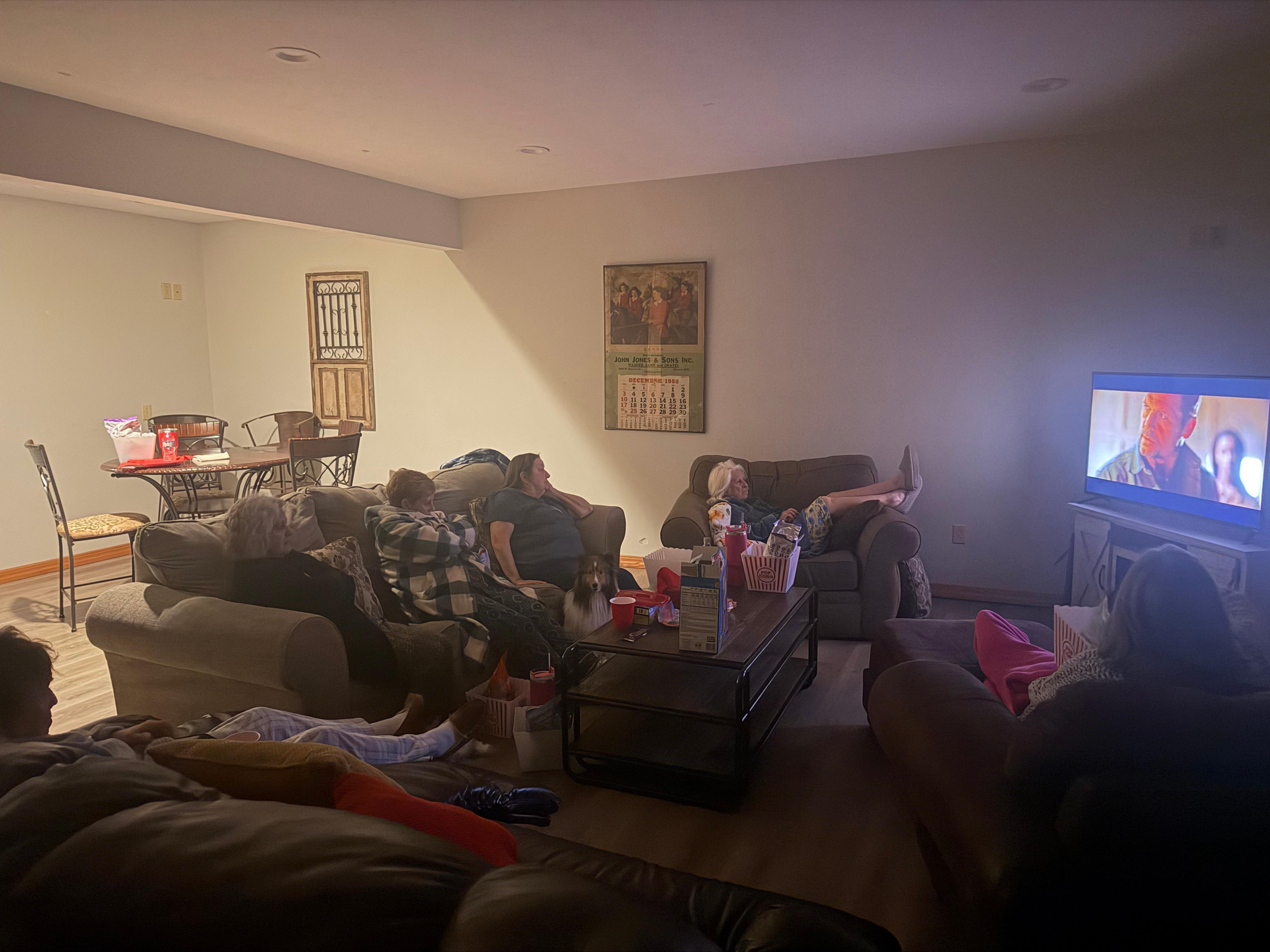 Movie night in the basement 