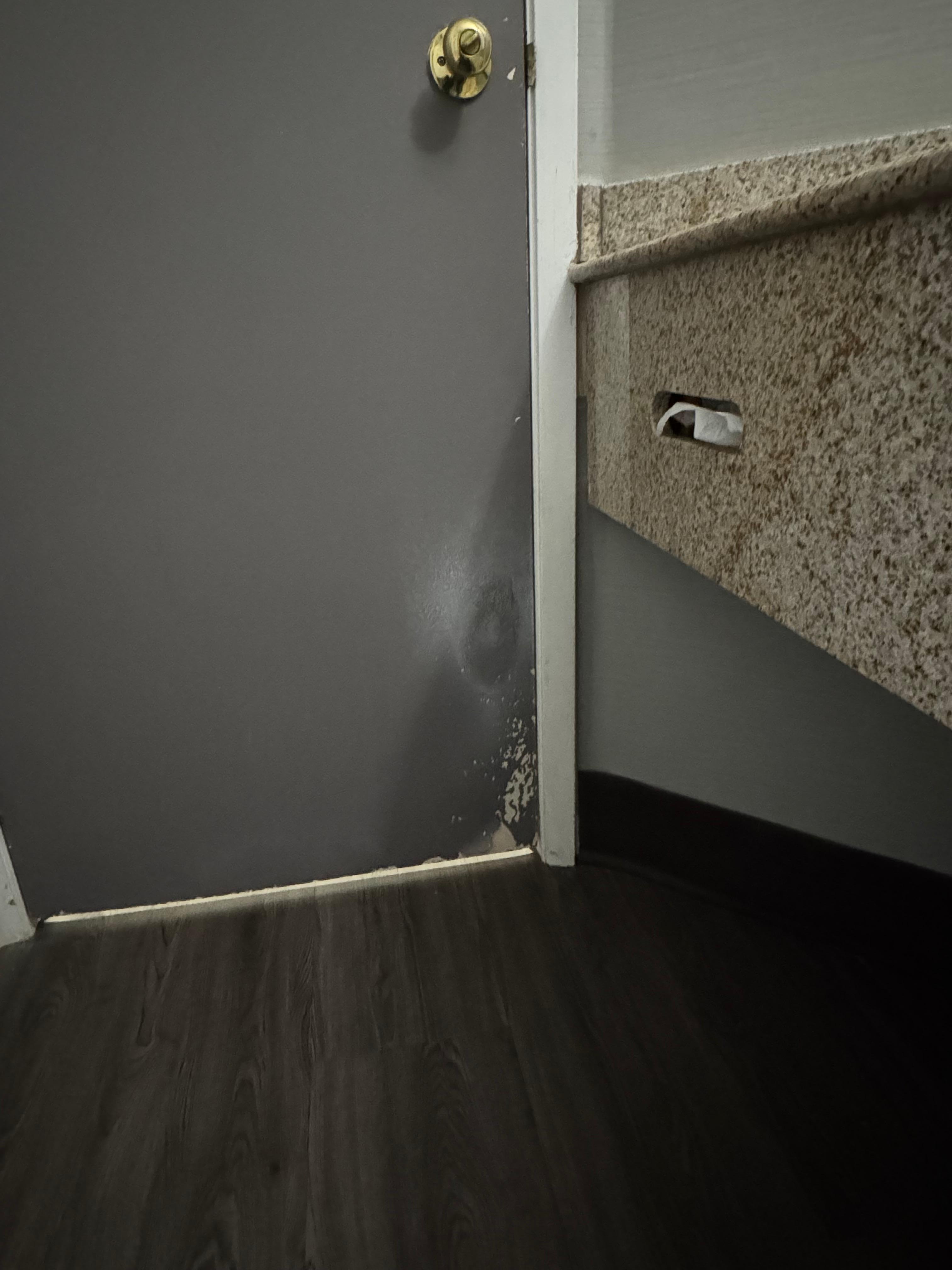 Paint is peeling off the door 