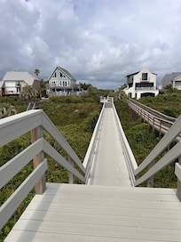 Just one set up steps going up and over the dunes