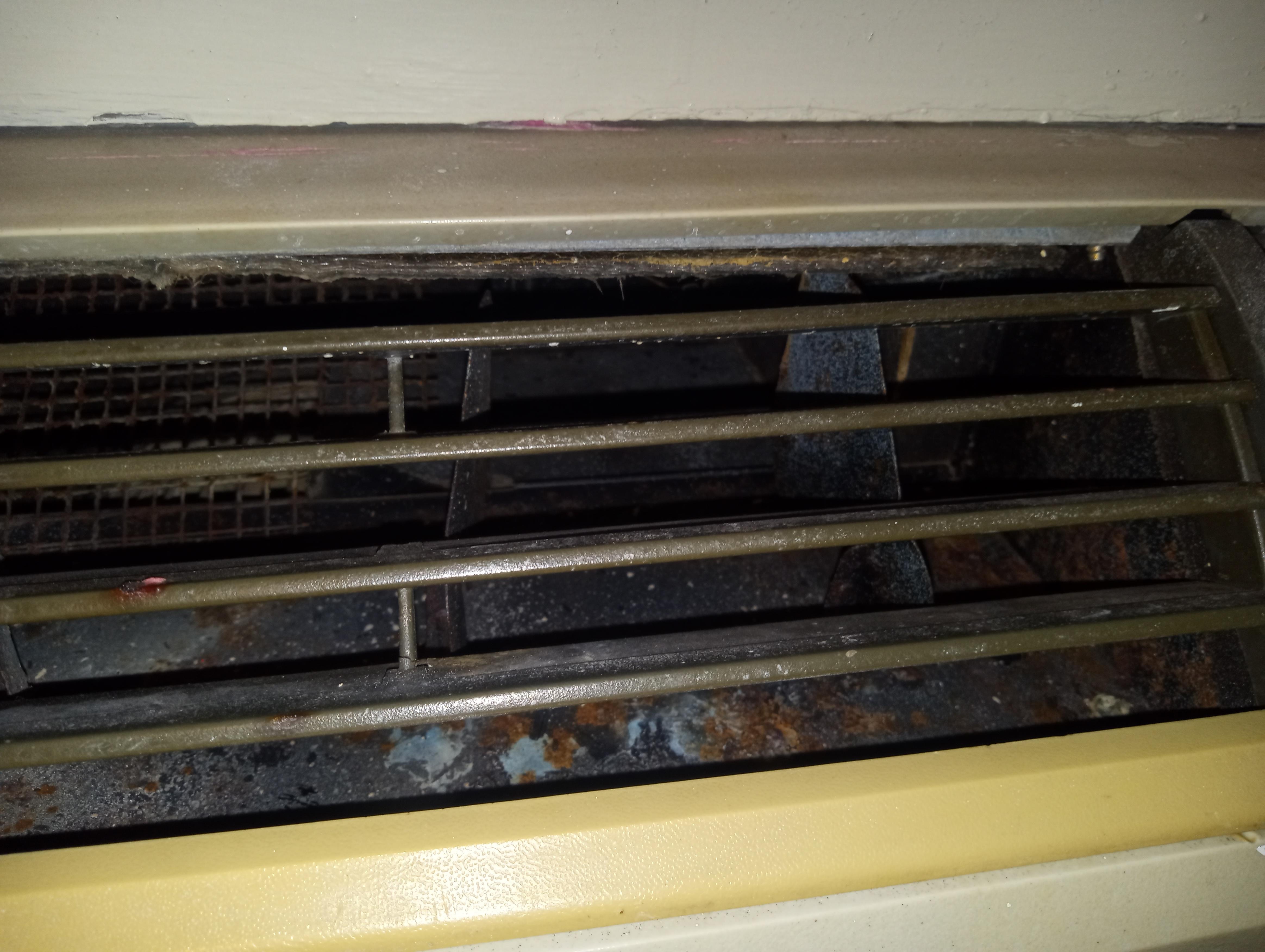 Picture of inside of heat AC system rust and corrosion
