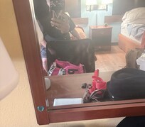 Smeared with food splatters in the corner.