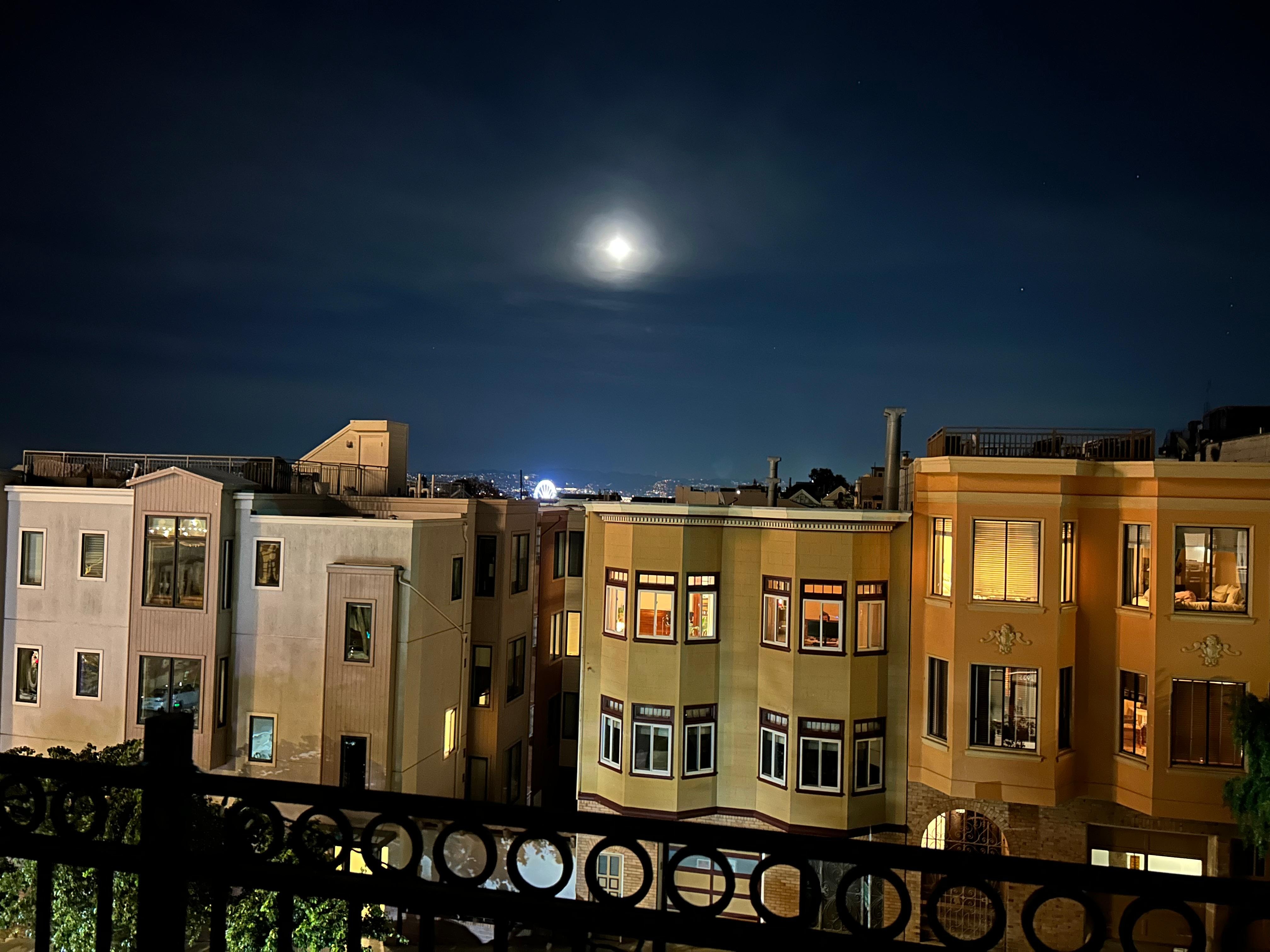 View from deck at night.