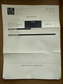 Refu nd Receipt from Motel 6