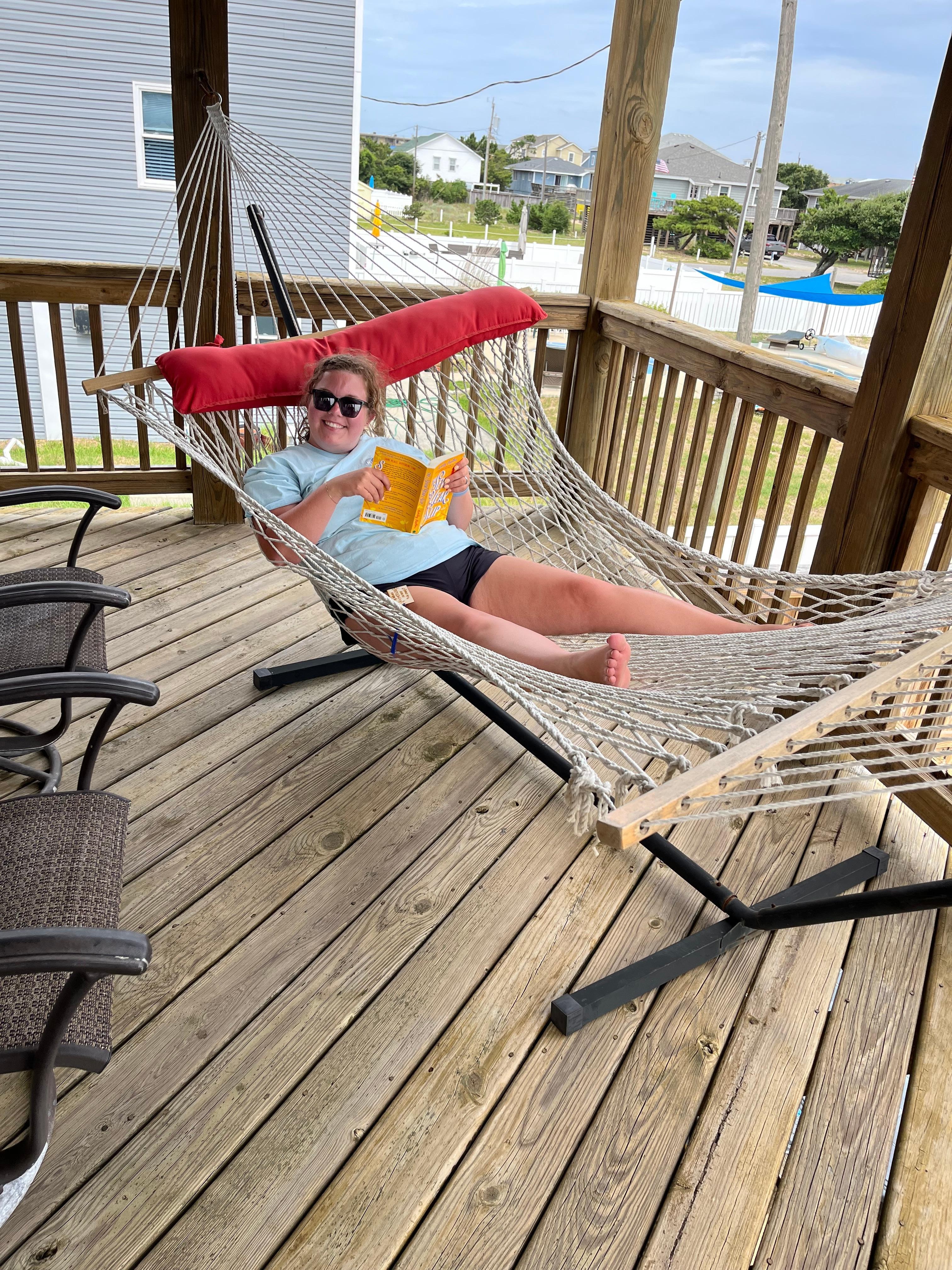 A relaxing read in the hammock.