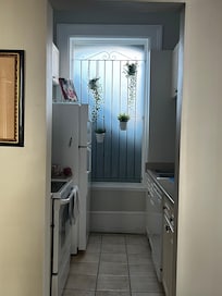 The kitchen was clean and well supplied.