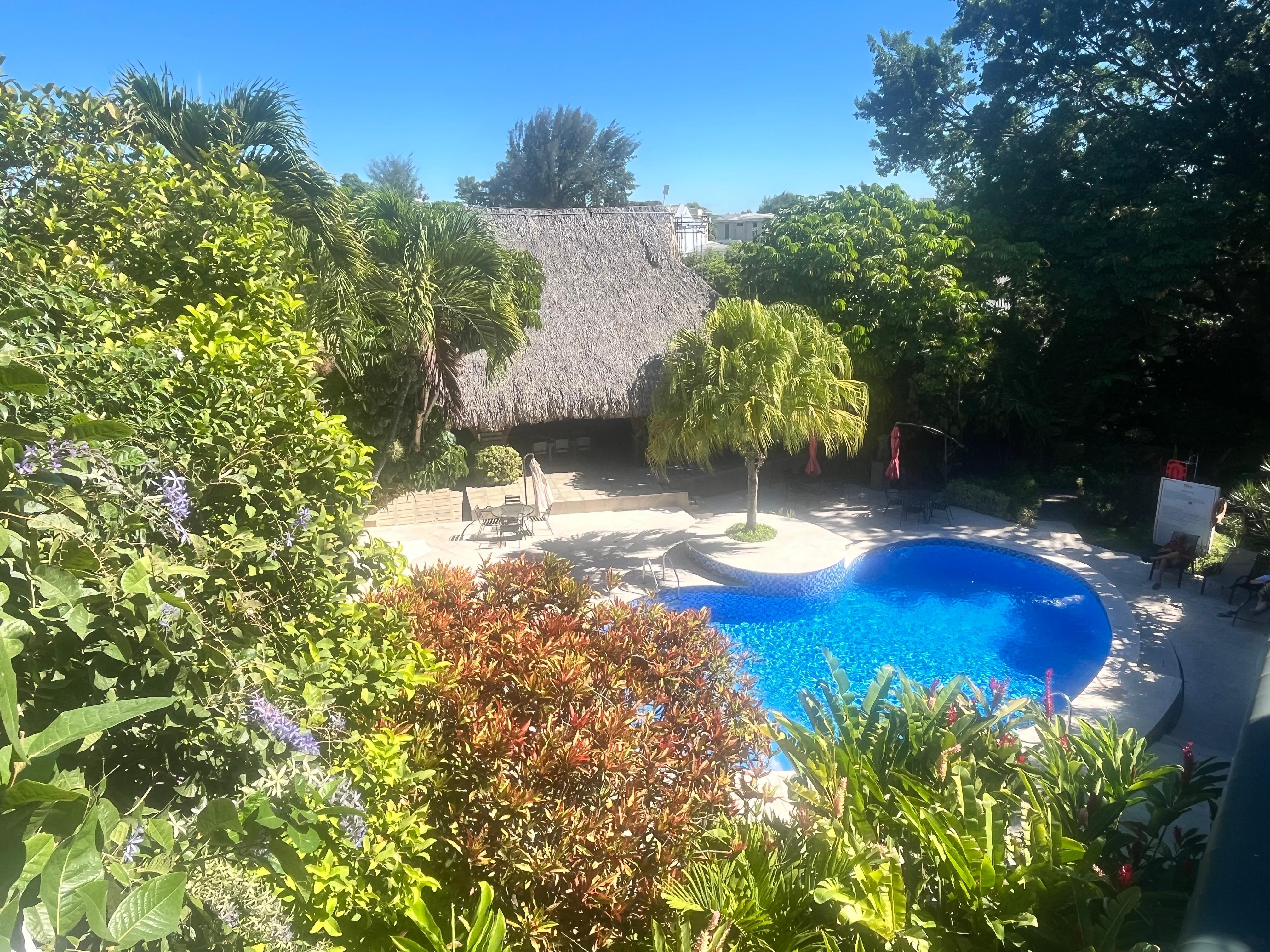 Pool and restaurant. 