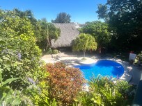 Pool and restaurant.