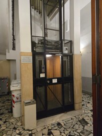 Elevator to the 4th floor. No reason for concern, it works great and is much better than the stairs