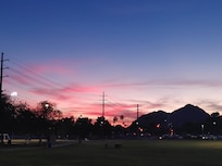 View of Camelback Mountain at dusk from Chapparel Park