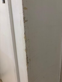 Most walls are dirty and stained.